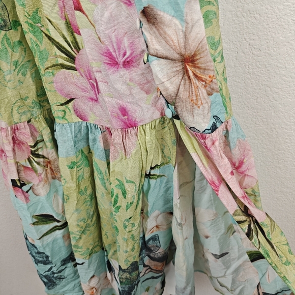 Desigual Nwot Cherry blossom midi Button Up dress Multi Floral Print Size XS - Picture 12 of 16